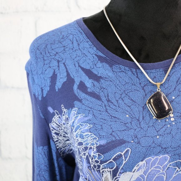 Nicole Miller New York Blue Floral Top - Picture 5 of 8